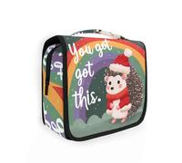 sanluoli You Got This Rainbow Hedgehog kit da barba borsa da viaggio con gancio, borse cosmetiche compatte di design per le donne devono zaino in spalla