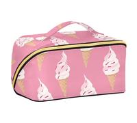sanluoli Yummy Ice Cream Peach Cosmetici Bag con divisori Grande Borsa da toilette per le donne Accessori da viaggio