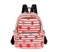sanluoli Zaini da donna con motivo a righe rosse e bianche, a forma di cuore, labbra, amore, borsa da viaggio, borsa da viaggio leggera per lavoro, scuola, sport, Rosso Bianco A Righe Cuore Lip Love