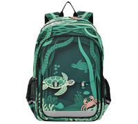 sanluoli Zaini per bambini per la scuola 8-12: moderno bookbag per ragazzi e ragazze della sesta elementare in colori assortiti - Paper Cut Sea Turtle Green