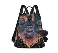 sanluoli Zaino alla moda da donna multiuso per la scuola da donna, per viaggi, lavoro, tutti i giorni, con portachiavi con pompon, Tre fantasmi eterei coniglietti stile gotico, M, Casual