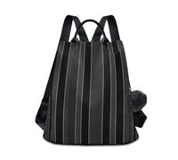 sanluoli Zaino alla moda da donna multiuso per la scuola da donna, per viaggi, lavoro, tutti i giorni, con portachiavi con pompon, A righe di colore scuro, M, Casual