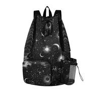 sanluoli Zaino con coulisse per astrologia dei tarocchi gotici neri per donne uomini borsa zaino con tasca per bottiglia d'acqua impermeabile