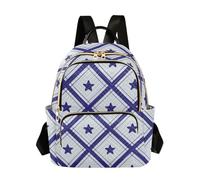 sanluoli Zaino da donna a quadri blu navy con stelle scozzesi borsa alla moda zaino impermeabile borse a tracolla per viaggi sport palestra, Blu Navy Quadri Stelle Plaid, M