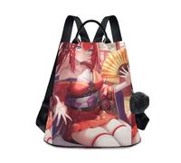 sanluoli Zaino da viaggio alla moda per laptop multiuso borse per donne per viaggi, lavoro, tutti i giorni con portachiavi con pompon, Anime Giapponese Ragazza Bel, M, Casual