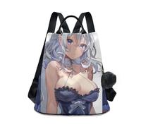 sanluoli Zaino da viaggio alla moda zaino multiuso leggero per le donne per lo shopping quotidiano del college con portachiavi Pom-pom, Ragazza Anime Bianca, M, Casual