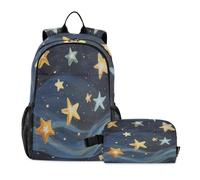 sanluoli Zaino per la scuola con stelle scintillanti nel cielo scuro con borsa per il pranzo borsa per la scuola con borsa per il pranzo zaino per ragazze età 8-10 anni