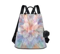 sanluoli Zaino per laptop alla moda zaino multiuso per donna borsa per shopping giornaliero universitario con portachiavi Pom-pom, Fiore Psichedelico Fiorisce Boho, M, Casual