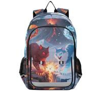 sanluoli zaino semplice moderno bambini 8-12: borsa libri regolabile per bambini in colori assortiti - Cool Blue Red Cat