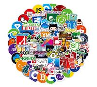 Sanmatic Adesivi per Computer Portatili Sticker Pack 100Pcs per linguaggi di Programmazione per sviluppatori includono Sticker Logo IT, C ++, Python, Linux, Swift, Ingegneri, Hacker, Geek, Coder