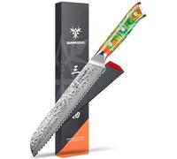 SANMUZUO 20 CM Coltello Da Pane Professionale - Forgiato 67 Strati Damasco in Acciaio e Resina Maniglia - Serie YAO