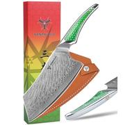 SANMUZUO Coltello Nakiri da 18CM, coltello da carne giapponese in acciaio damasco VG-10, coltello da verdura ultra affilato con impugnatura a codolo intero in resina verde, serie LA-S9
