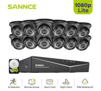 SANNCE 16CH 1080N DVR 1080P Telecamera di sicurezza Sistema CCTV 12 pz 1080P Telecamere CCTV P2P Kit di videosorveglianza esterna impermeabile 16CH 16Pcs Camera