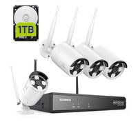 SANNCE 5 MP 10 CH Wireless NVR + 4 x 3 MP telecamera di sorveglianza wireless per esterni con disco rigido da 1 TB AI Human Detection IP66, impermeabile, supporta Amazon Alexa