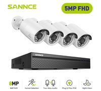 SANNCE 5MP POE Videosorveglianza NVR Con Microfono Esterno Kit Telecamere