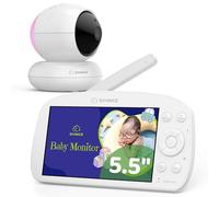 SANNCE Babyphone con fotocamera e luce notturna, display da 5,5", 1080P, batteria da 5000 mAh, con allarmi di temperatura, interruzione di corrente, PTZ, visione notturna a infrarossi, promemoria di