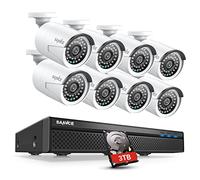 SANNCE Kit Videosorveglianza 5MP NVR 8 Canali POE Con 8 Telecamere 2MP, Videoregistratore Cloud Storage IP66, Visione Notturna, 3TB HDD