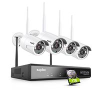 SANNCE outdoor, Kit Videosorveglianza WiFi Super HD 5MP NVR 8 Canali con 1TB HDD 4 Wireless Telecamera IP 3MP Intelligenti Microfono AI Rilevazione Umana Sistema di Sorveglianza Eseterno IP66-1TB HDD