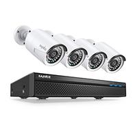 SANNCE POE - Set di telecamere di sorveglianza 5 MP 8 CH NVR + 4 x 1080P impermeabile con LED Smart IR, rilevamento del movimento, allarme app, visione notturna fino a 30 metri