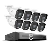 SANNCE POE - Telecamera di sorveglianza 5 MP 8 CH NVR + 8 x 5 MP, impermeabile, con LED Smart IR, rilevamento del movimento, allarme app, visione notturna fino a 30 metri