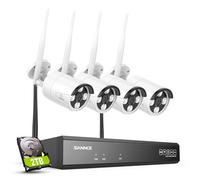 SANNCE Sistema di Telecamere di Sorveglianza Wireless 16CH CCTV, 4 Telecamere 4K Esterne per la Casa con Registratore NVR 8MP 16 Canali e Disco Rigido 2 TB