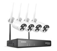 SANNCE Sistema di Telecamere di Sorveglianza Wireless 16CH CCTV, 4 Telecamere 4K Esterni per la Casa con Registratore NVR 8MP 16 Canali, Senza Disco Rigido