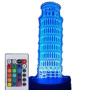 SANNELCHEL Torre di Pisa Modello 3D Acrilico LED Art Deco Luce Notturna Touch 7 Colori/Telecomando 16 Colori USB Home Decor Lampade Migliori Regalo di Natale Giocattoli