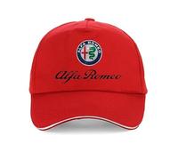 SANNITOU Berretto da Baseball Unisex Regolabile Cappello Taglia Unica per Alfa Romeo Giulia Stelvio Giulietta 159 147 156 Sun Protection Berretto Piatto con Logo Auto della Squadra,Red