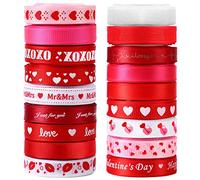 SANNIX 18 rotoli 90 yards Nastri di San Valentino stampati in grosgrain Nastri di raso 3/8 ″ largo tessuto artigianale fai da te per San Valentino, matrimoni, anniversari, confezioni regalo