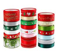 SANNIX 20 Rotol Nastri Natalizi per Decorazioni, 37m Nastro Natalizio per Confezioni Regalo, Nastro Tessuto Multicolore per DIY Decorazione di Natale Decorazioni Natalizie