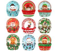 SANNIX - 450 pirottini natalizi per cupcake, motivo: Babbo Natale, pupazzo di neve, albero di Natale, decorazioni per torte, decorazioni per torte (9 motivi)