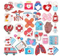 SANNIX 60 spille da infermiera, mediche, smaltate, a forma di cuore, stetoscopio, pillola, ambulanza, infermiere, medici, zaini, regali per vestiti, borse, cappelli, accessori, 30 stili