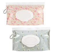 SANNIX Borsa per salviettine umidificate per neonati, 2 scatole portatili riutilizzabili per gli spostamenti (fiori)