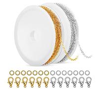 SANNIX Catene per collane da 1,8 mm, per collane, orecchini, bracciali, gioielli, collane in metallo con chiusure a moschettone e anelli di salto per artigianato fai da te, argento e oro