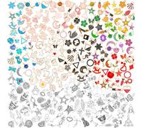 SANNIX Ciondoli per la creazione di gioielli, vari ciondoli smaltati in oro, confezione grande mista, argento tibetano, gioielli, bracciale, charm per collane fai da te