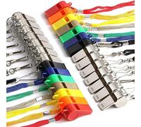 SANNIX Confezione da 28 fischietti da Allenatore con Cordino, fischietti in plastica e Acciaio Inossidabile, per Basket, Calcio, palestre di Emergenza