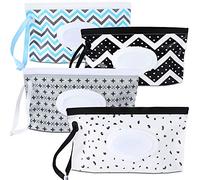 SANNIX Confezione da 4 dispenser per salviettine per bambini, portatili, ricaricabili, contenitori per salviettine per bambini, dispenser per salviettine, sacchetti riutilizzabili da viaggio