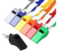SANNIX Confezione da 7 fischietti in plastica per Allenatori, arbitri, con cordini, fischietti Colorati per Bambini, fischietti Sportivi per Calcio, Basket, Allenamento, palestre, emergenze