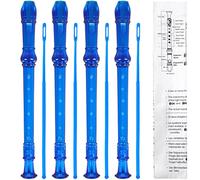 SANNIX Flauto dolce soprano per bambini, in plastica, a 8 fori, per principianti, con asta di pulizia, istruzioni e custodia, stile tedesco (blu trasparente), confezione da 4