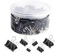 SANNIX - Raccoglitore di 120 graffette per documenti da ufficio, 6 misure assortite, colore: Nero