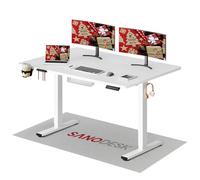 SANODESK QS1 Scrivania regolabile in altezza 140 x 60 cm, telescopio elettrico a 2 vie con controllo della memoria e tecnologia anticollisione (Bianco)