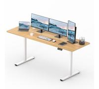SANODESK Scrivania elettrica regolabile in altezza, semplice con piano del tavolo, funzione memoria e gancio, scrivania regolabile in altezza, elettrica per ufficio, casa e casa (200 * 80CM, acero)
