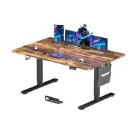 SANODESK Scrivania seduta in piedi 180x80 cm, scrivania da gioco regolabile in altezza, scrivania elettrica controllo a funzioni memorie con gancio, marrone