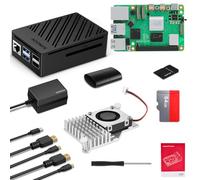 SANOOV Raspberry Pi 5 16GB Kit 64GB Edition con Active Cooler, Pi 5 16GB Board, 64GB Lettore di schede Kit Pi 5 ABS Case Dual 4K HD Out, 27W 5.1V5A USB-C Adattatore e scheda di garanzia
