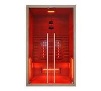 SANOTECHNIK Cabina a infrarossi RUBY 2 - 2 persone sauna a infrarossi 120 × 100 × 195 cm | 5 faretti a spettro completo (2.200 W), luce LED a colori, Bluetooth MP3, vetro ESG da 6 mm - F20120