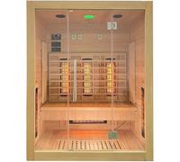 Sanotechnik Cabina sauna a infrarossi New York per 3 persone, radio + lettore MP3 con Bluetooth, luce da lettura, 2 altoparlanti, 6 faretti a spettro completo + piastra riscaldante in carbonio, colore
