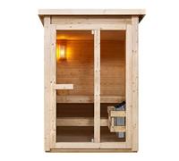 SANOTECHNIK Sauna finlandese per esterni, Helsinki, 165 x 175 x 219 cm, 2-3 persone, forno da 4,5 kW, legno di abete rosso