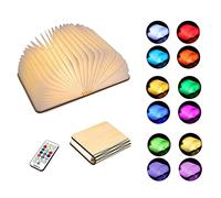 SANOTO Lampada Libro LED Pieghevole - 12 Colori Dimmerabile a Forma di Libro, Timer USB Ricaricabile, Decorazioni Casa - Idea Regalo Originale per Lei/Genitori/Bambini/Amica