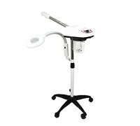 Sanqiao Vaporizzatore facciale professionale 2 in 1 con lampada di ingrandimento 5X, altezza regolabile, adatto per salone di bellezza e cura del viso, bianco