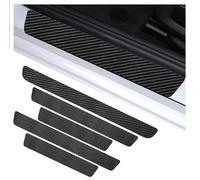 SANQIUTOU 5 Pezzi Car Fibra Carbonio Battitacco Adesivi per VW T-Cross 2019-2024, Battitacco Adesivi Soglie Porte Anti-Usura Antiscivolo Kick Plates Adesivo